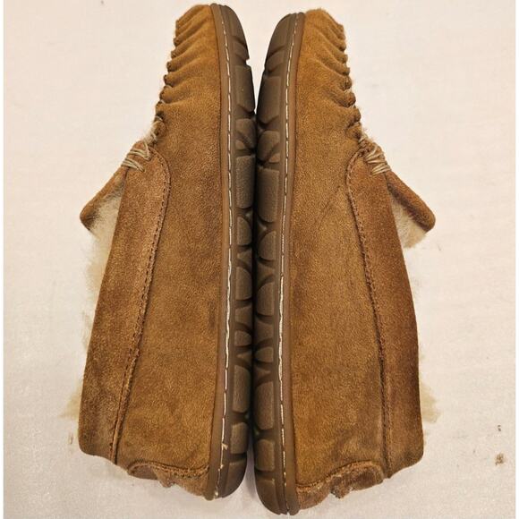 LL Bean Womens 6 M Suede Brown Wicked Good Shearling Lined Venetian Slippers - Picture 9 of 9